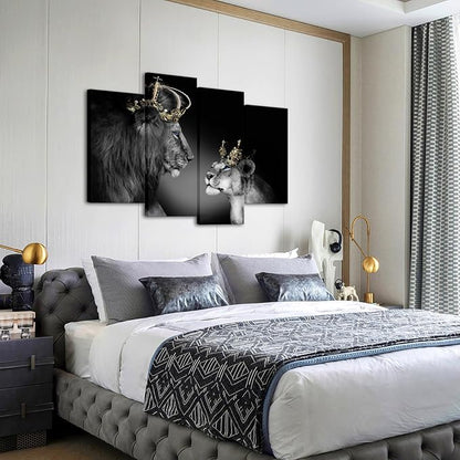 Large 4 Panel Wall Decor The Lion King and Queen - Image 3