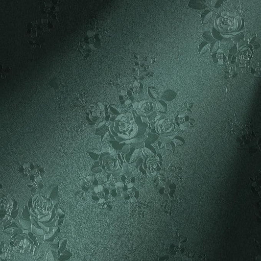 Erfoni 394"x17.7" Dark Green Floral Embossed Wallpaper by Erfoni
