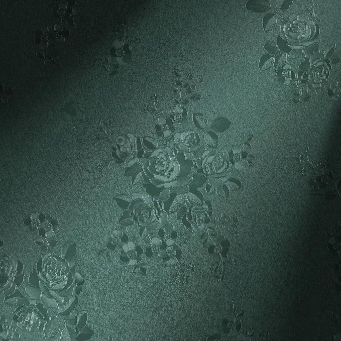 Erfoni 394"x17.7" Dark Green Floral Embossed Wallpaper by Erfoni