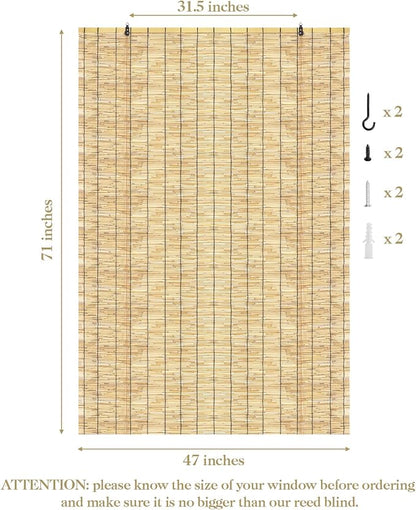 Reed Curtain, Bamboo Light Filtering Roller Shades - Image 2