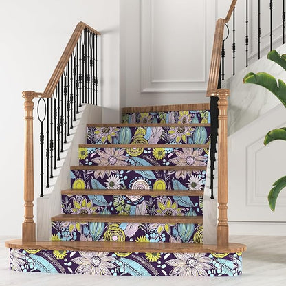 Purple Boho Wallpaper Peel and Stick, Vintage Yellow Floral Contact Paper - Image 8