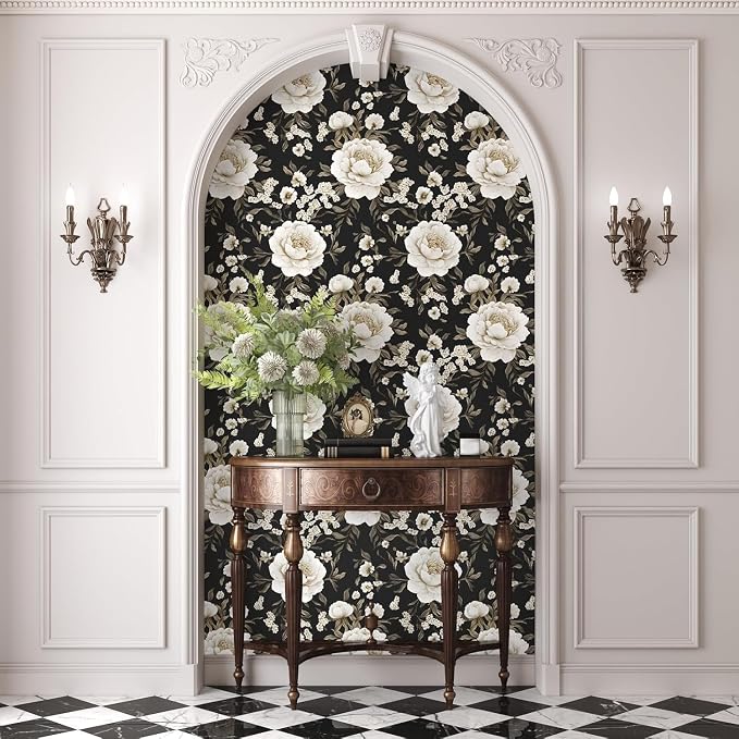 Laatse Boho Wallpaper Peel and Stick Dark Floral Wallpaper - Image 4