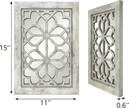 Set of 2 11x15 Inch Rectangular Shatterproof Grey Decorative Wall Mirrors - Image 2
