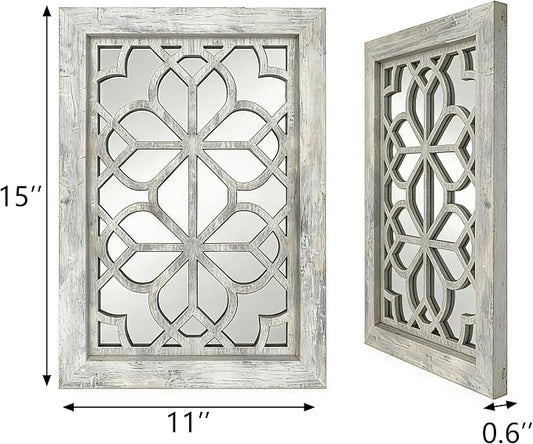 Set of 2 11x15 Inch Rectangular Shatterproof Grey Decorative Wall Mirrors - Image 2