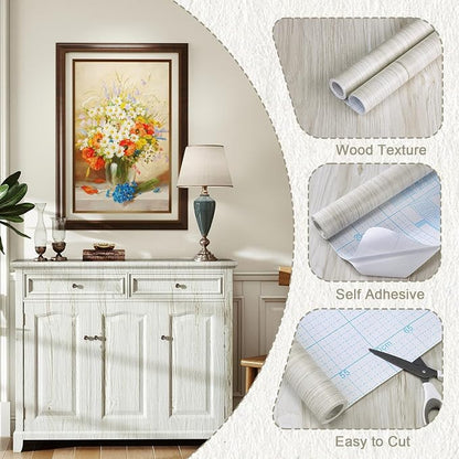 Vinjiasin Wood Peel and Stick Wallpaper Oak Light Wood Grain Contact Paper - Image 4