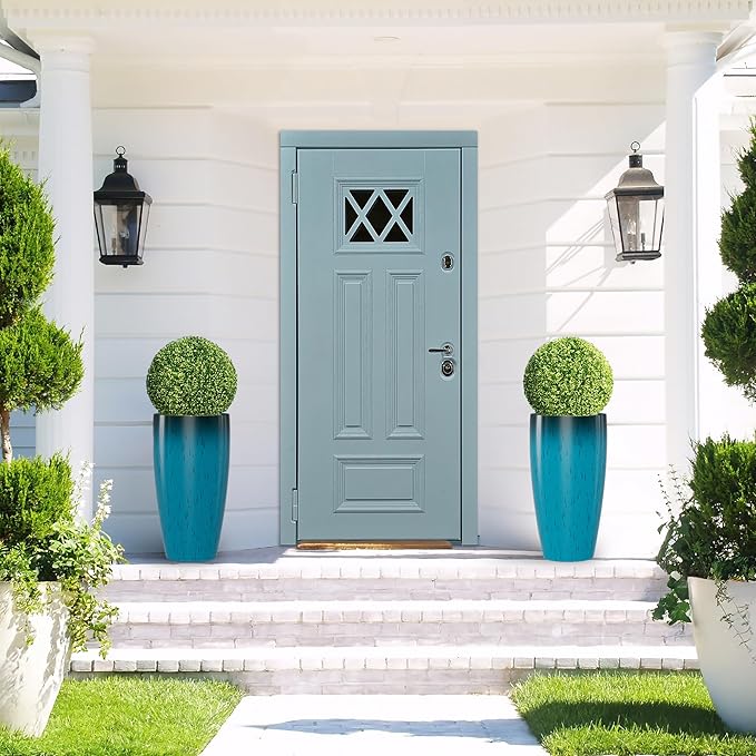 QCQHDU 24 inch Tall Planter for Indoor & Outdoor Plants, 2 Pack Sturdy Plant Flower Pots Modern Decor for Front Porch Patio Deck Living Room