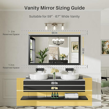 Briivue 55x32 Inch Black Bathroom Mirror - Image 2