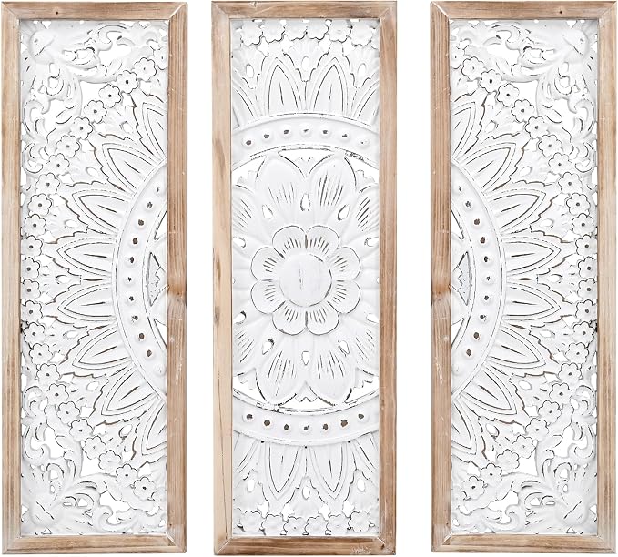 SwallowLiving 3D Layered Mandala Wood Wall Art Set of 3 – 23.6" Large Sacred by SwallowLiving