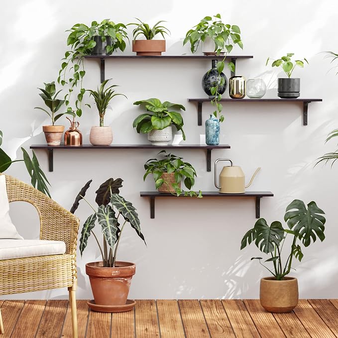 DINZI LVJ Long Wall Shelves, 23.6 Inch Wall Mounted Shelves Set of 2, - Image 2