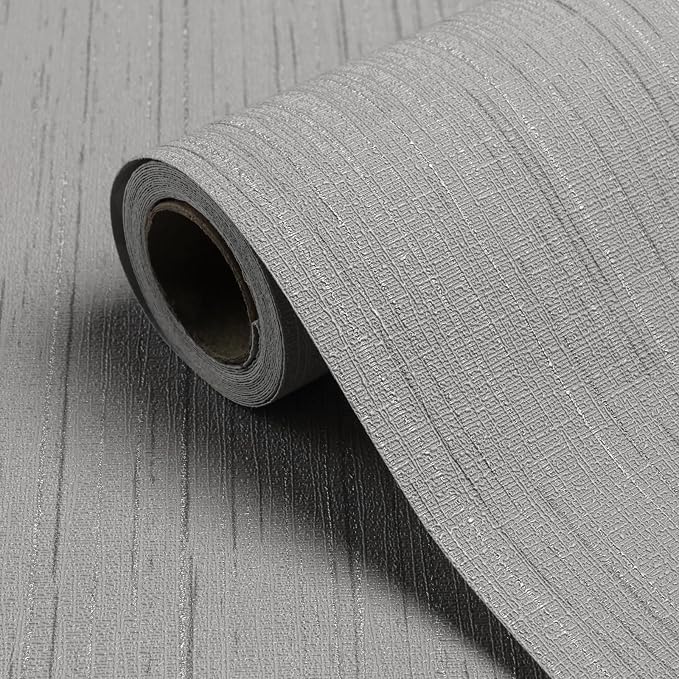 Grey Grasscloth Peel and Stick Wallpaper 15.7" X 120" Textured Self-Adhesive by Biyoeepeelstickwallpaper
