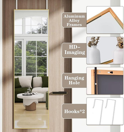 Full Length Door Mirror 14x48, Metal Frame - Image 6