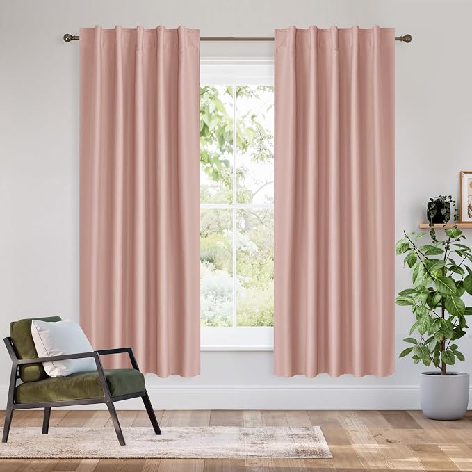 RYB HOME Bedroom Blackout Curtains 72 inches Long, 100% Blackout Thermal by RYBHOME