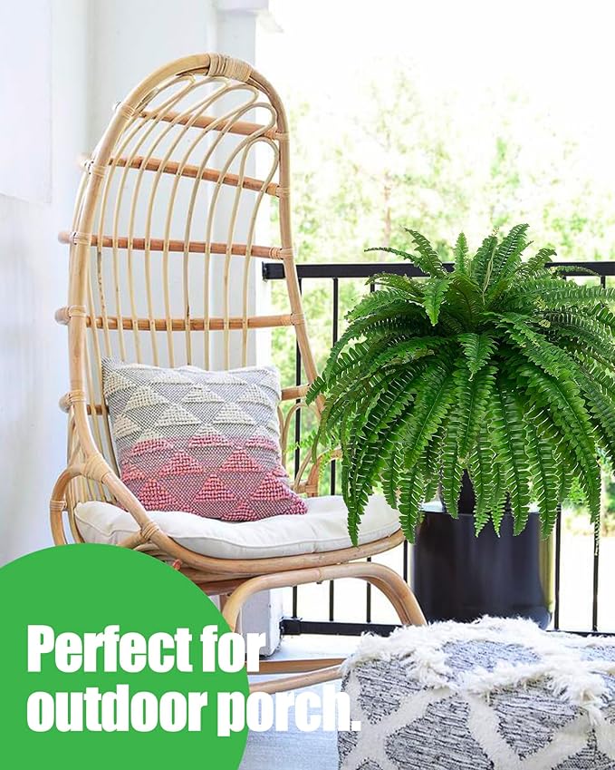 GYERB Large Fake Boston Ferns, 88 Branches Artificial Ferns, Faux Fern Plants for Home, Office, Garden Indoor Outdoor Decoration(48 inch,1pack)