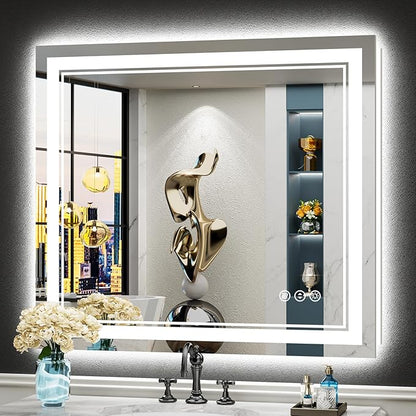 32x36 LED Bathroom Mirror with Lights, Backlit and Front Lit, Anti-Fog Lighted by Awandee