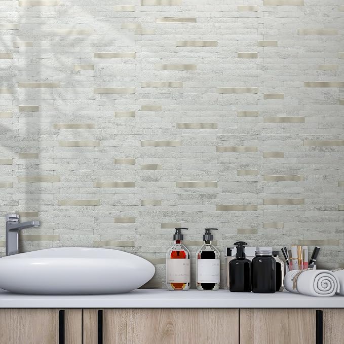 AULIGET 20 Sheets Faux Stone Peel and Stick Backsplash - Image 5