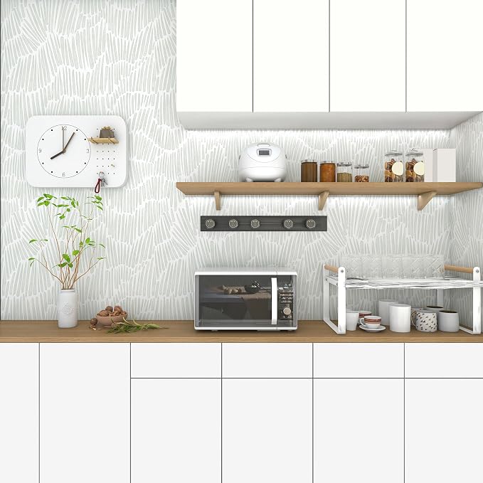 Theper Green Wallpaper 17.3"×197" Modern Striped Peel and Stick Wallpaper Boho - Image 7