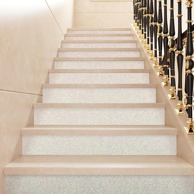 CRE8TIVE Off-White Glitter Wallpaper 8"x354" White Peel and Stick Wallpaper - Image 5