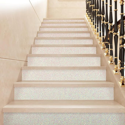 CRE8TIVE Off-White Glitter Wallpaper 8"x354" White Peel and Stick Wallpaper - Image 5