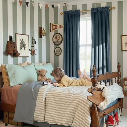 NICETOWN Slate Blue Blackout Velvet Curtains - Image 2
