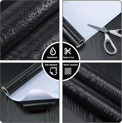 Vinjiasin Peel and Stick Wallpaper Black Wallpaper Black Wood Contact Paper - Image 5