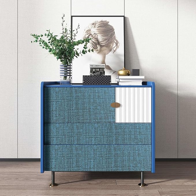 Yancorp 32.8ft Textured Fabric Teal Wallpaper Faux Grasscloth Blue Peel and - Image 4