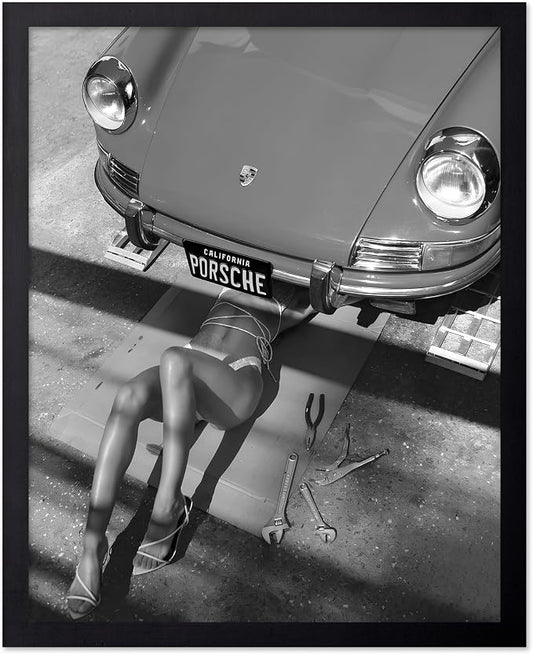 Poster Master Woman Under Classic Car Poster by PosterMaster
