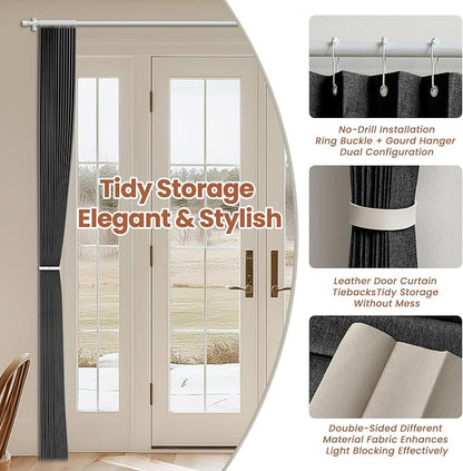 AJAZZ Blackout Accordion Door Curtain 98"x106" Black - Image 3