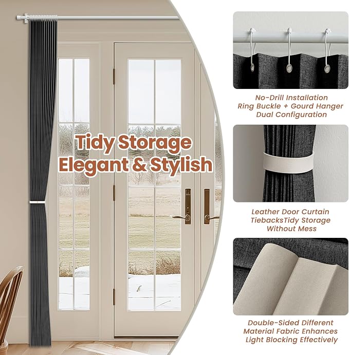 AJAZZ Blackout Accordion Door Curtain 98"x84" Black - Image 4