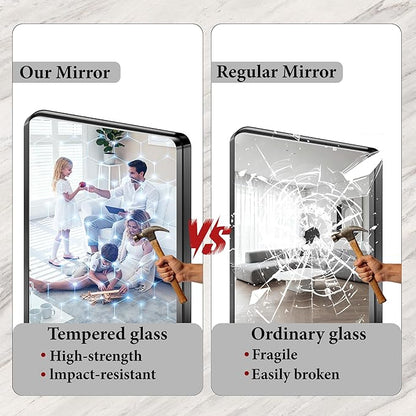 72 x 30 Inch Black Metal Framed Bathroom Mirror - Image 4
