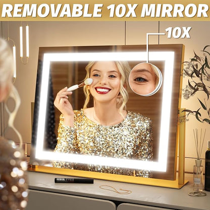 FENNIO Vanity Mirror with Lights 22''x18'' Makeup Mirror with Lights, Lighted - Image 4