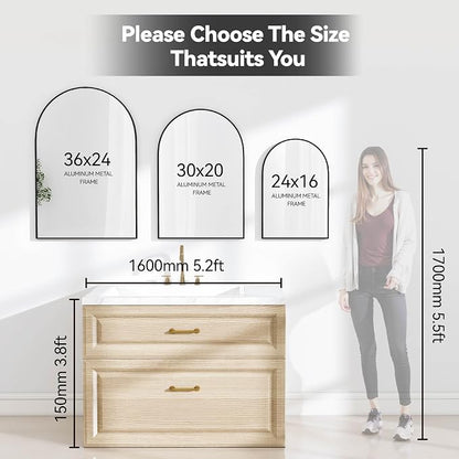 SCWF-GZ 36x24 Arch Mirror Rectangle Full Length Wall Mounted Hanging or Against - Image 5
