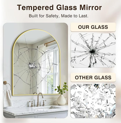 Vanity Bathroom Mirror for Wall, Arched Metal Frame for Bedroom, Living Room - Image 5
