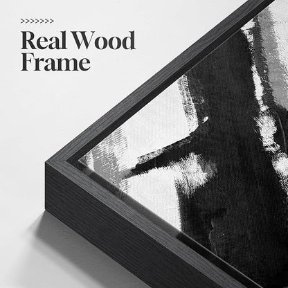 Large Framed Black and White Abstract Canvas Wall Art - Image 5