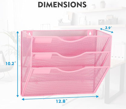 EASEPRES Magnetic 3 Pocket Mesh Hanging Wall File Organizer, Wall Mounted Mail - Image 3