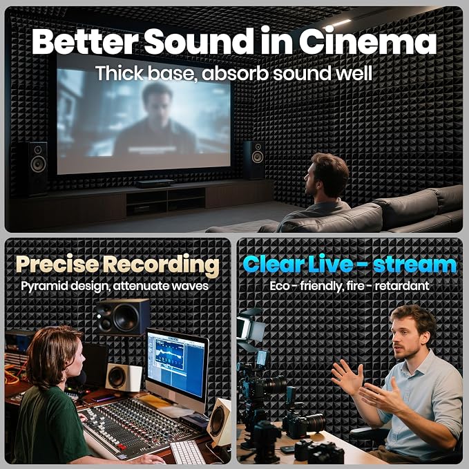 Focusound Grey Acoustic Panels 50 Pack 2"x12"x12" - Image 2