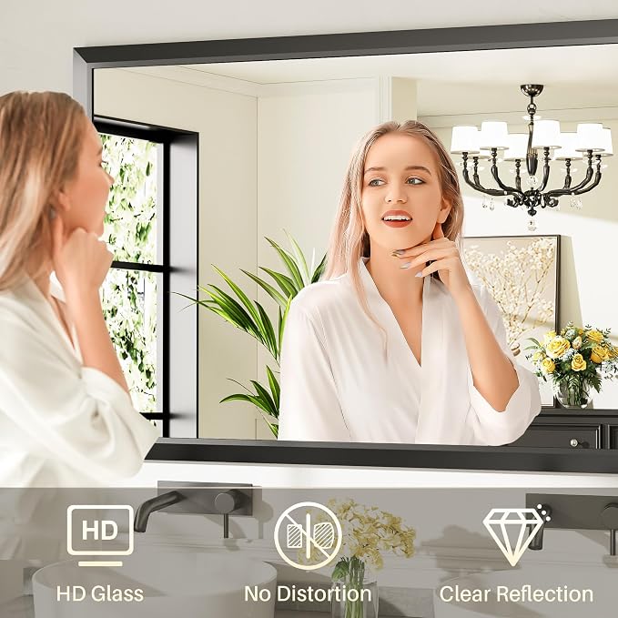 Briivue 55x36 Inch Black Bathroom Mirror - Image 4
