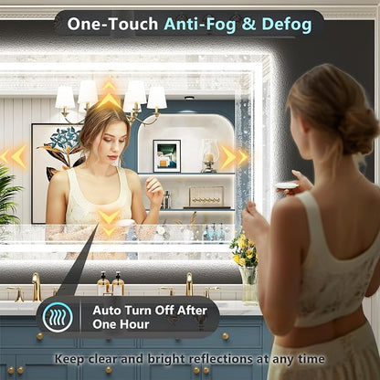55x40 LED Bathroom Mirror with Lights, Backlit and Front Lit Anti-Fog Lighted - Image 5
