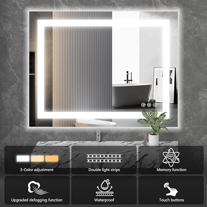 Sweetcrispy 36"x36" Smart Anti-Fog LED Bathroom Mirror - Image 4