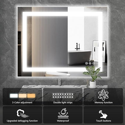 Sweetcrispy 32"x40" Smart Anti-Fog LED Bathroom Mirror - Image 4