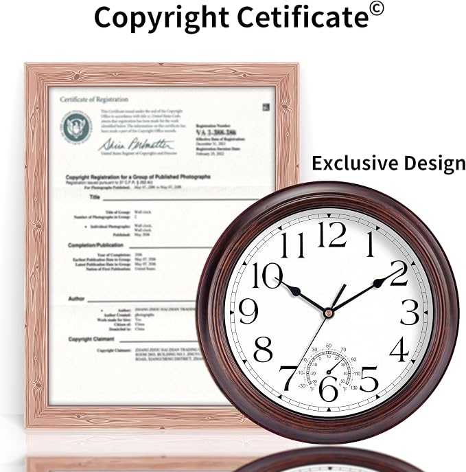 KECYET 14 Inch Outdoor Wall Clock - Image 6