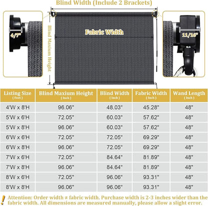 Shade&Beyond Outdoor Roller Shades 4' W x 8' H Cordless Patio Roll Up Blinds - Image 3