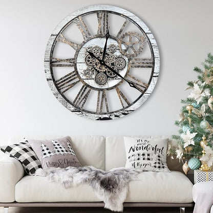 The B-Style Large Real Moving Gears Wall Clock 30 inch Rustic Retro Industrial - Image 3