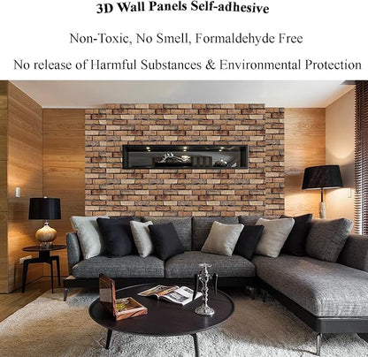 3D Wall Panels Peel and Stick, 10 Pack 3D Waterproof Self-Adhesive Wallpaper - Image 3