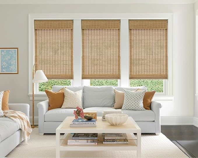LazBlinds No Tools No Drill Cordless Bamboo Roman Shades, Custom Light - Image 4