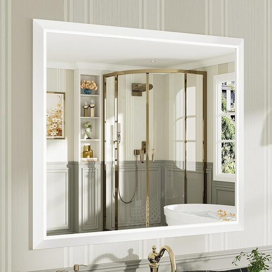 40x36 Inch White Bathroom Mirror by Briivuemodernmirrors