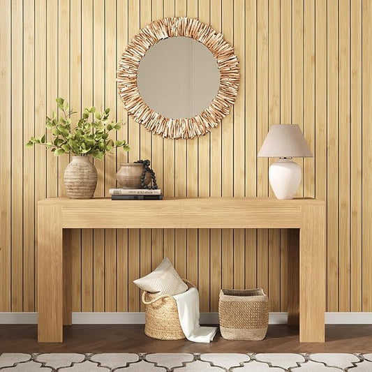 VEELIKE Natural Bamboo Slat Wall Panels Peel and Stick Wood Panels - Image 2