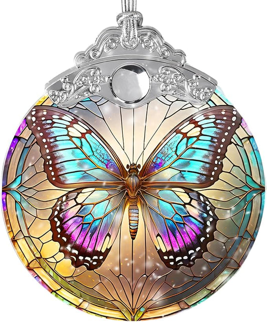 Stained Glass Suncatcher, Jocidea Butterfly Ornament, Christmas Ornaments, Holidays Ornaments, Christmas Tree Decor, Butterfly Decor for Home, Butterfly Gifts
