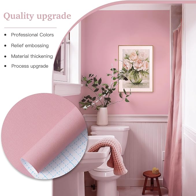 Dimoon 17.7''x118'' Peel and Stick Wallpaper Pink Contact Paper - Image 6