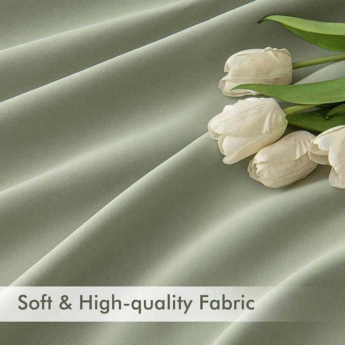 MIULEE Back Tab Sage Green Curtains 96 Inch Long 2 Panels Set - Image 6