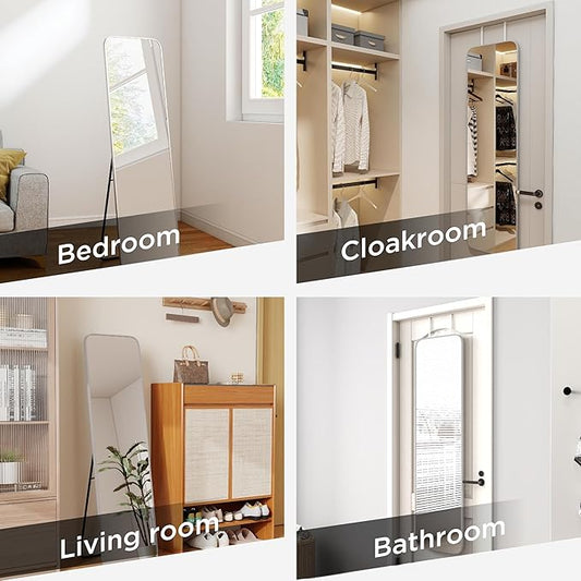 SCWF-GZ 57x16 Door Hanging Full Length Mirror, Floor Stand Wall Mounted Metal - Image 2